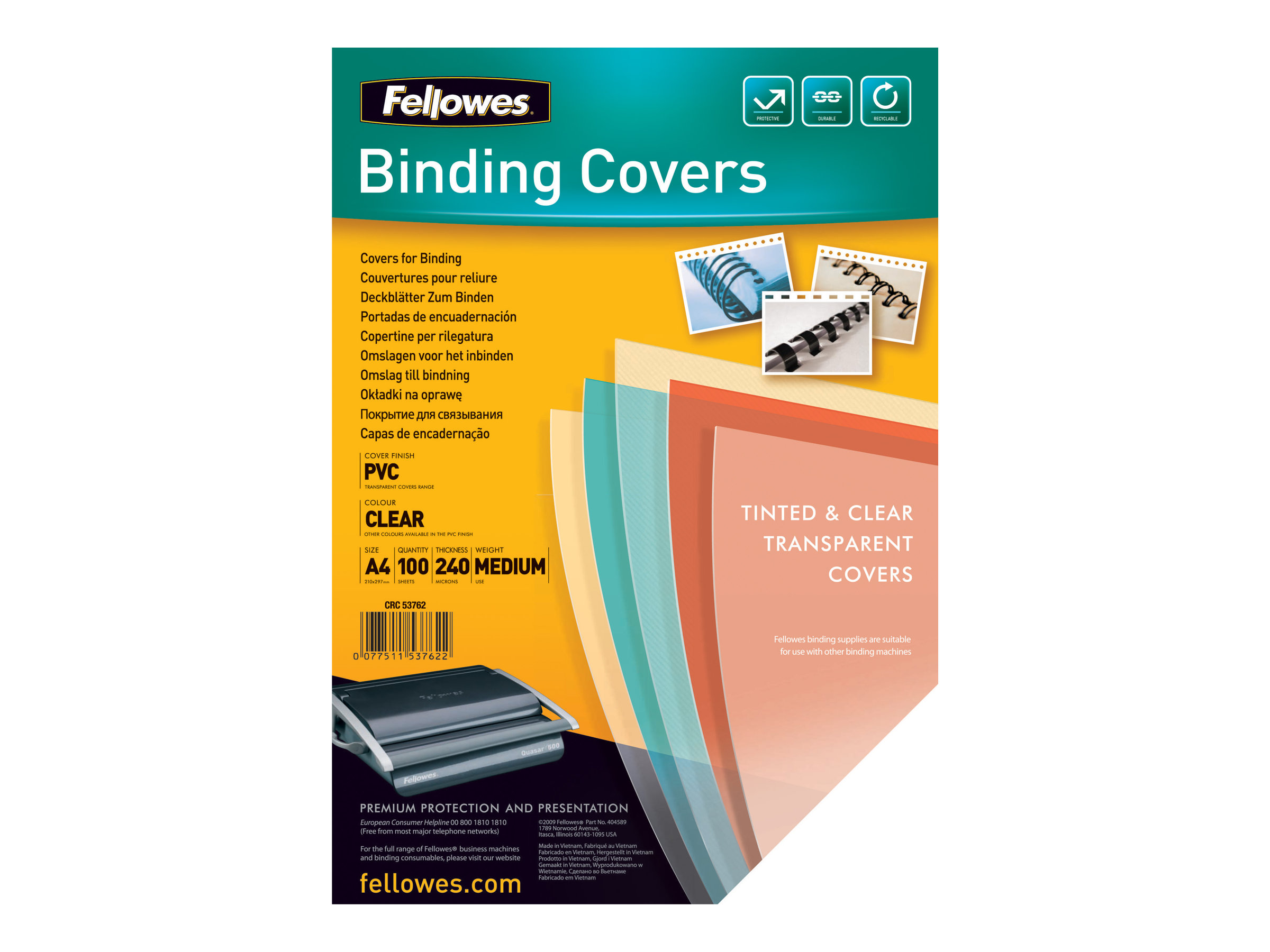 Fellowes Deckfolie A4 240 g/m² klar