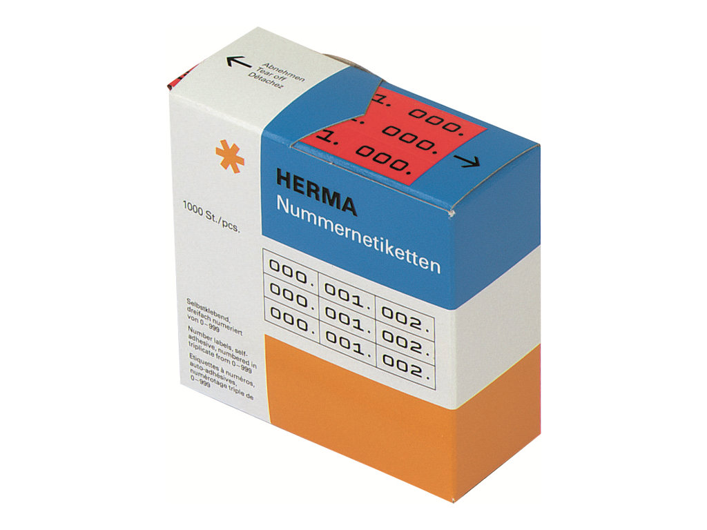 HERMA Klebenummern 4802 Zahlen, rot 22,0 x 10,0 mm, 3x1000 Etiketten HERMA Klebenummern 4802 Zahlen, rot 22,0 x 10,0 mm, 3x1000 Etiketten