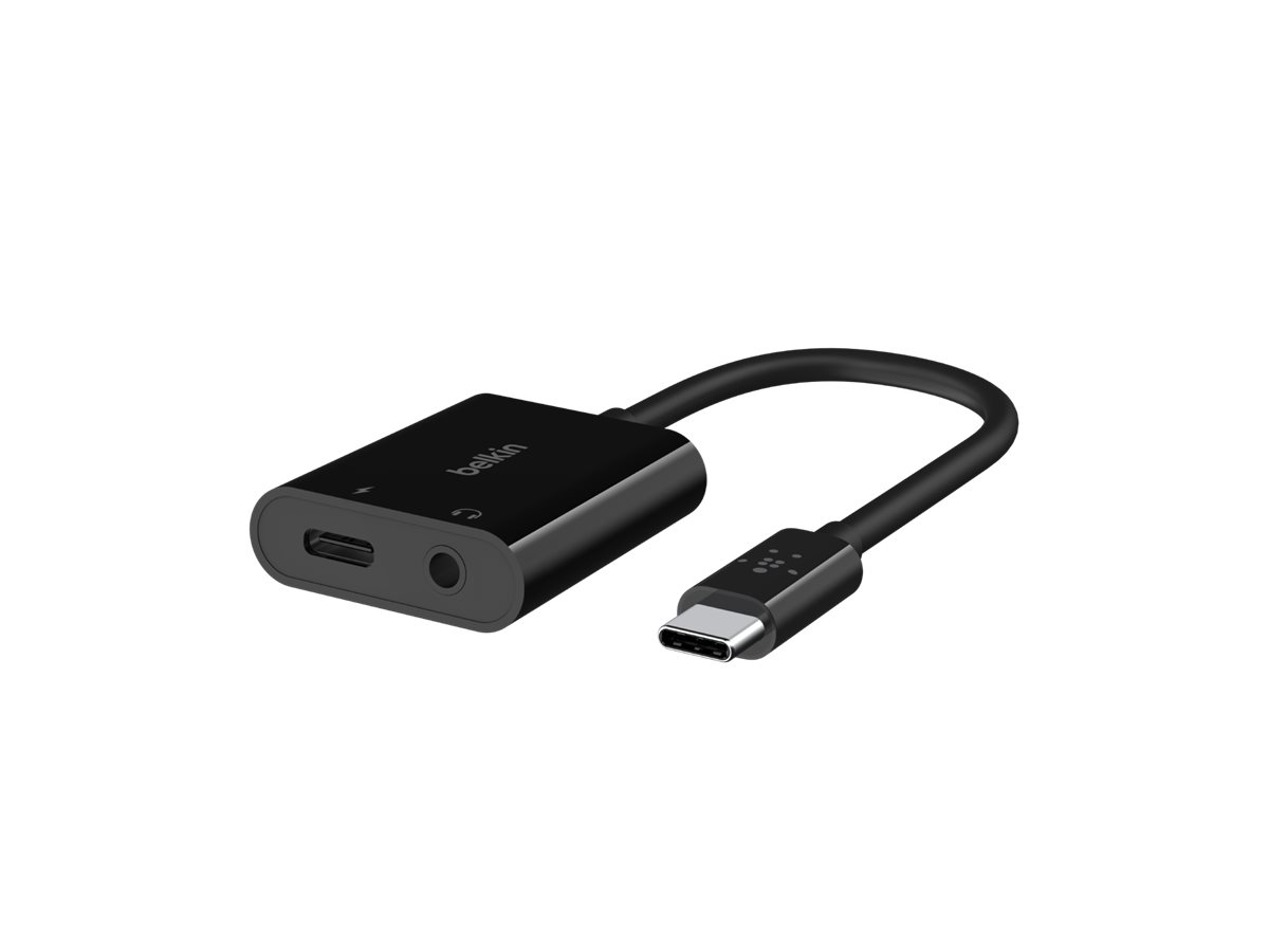 RockStar 3,5mm-Klinken-Audio- und USB-C-Ladeadapter blk