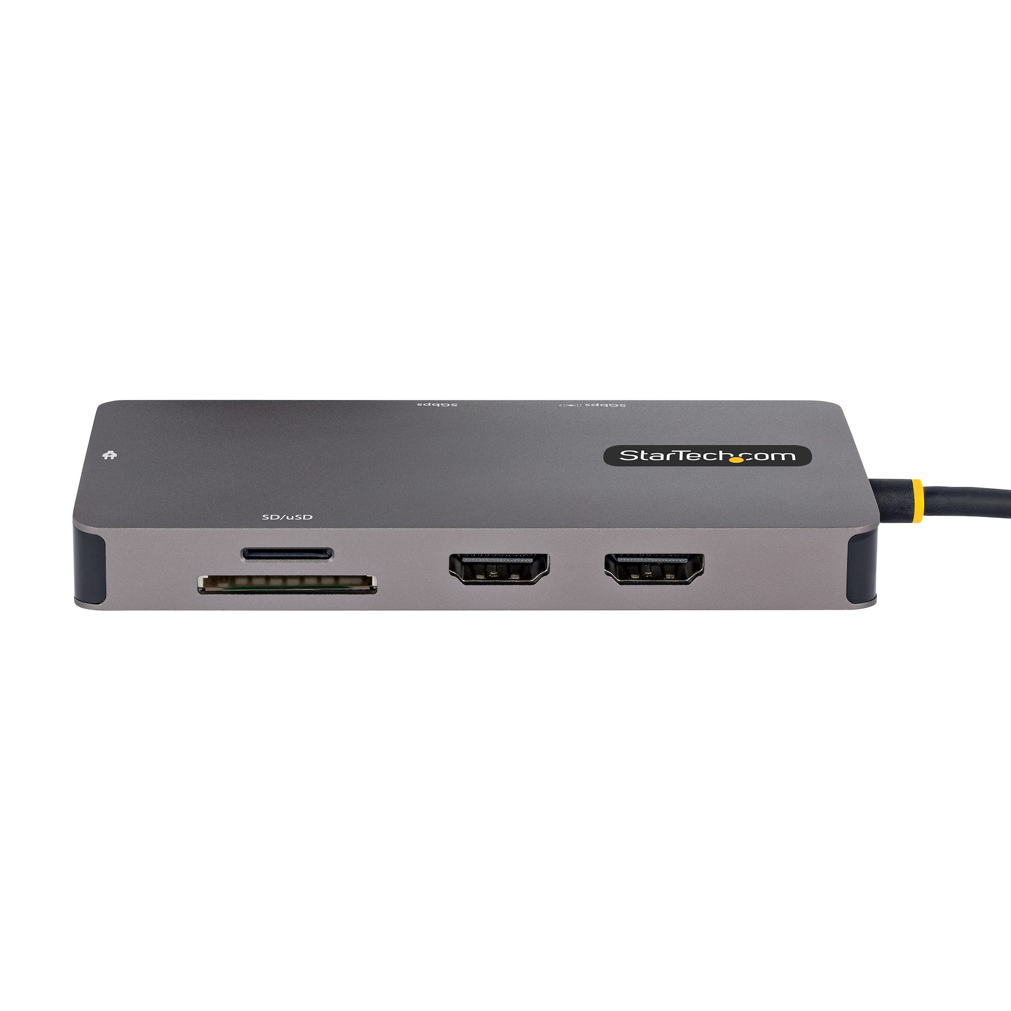 STARTECHCOM USB C Multiport Adapter Dual HDMI Video 4K 60Hz 2Pt 5Gbps USBA Hub 100W PD GbE SDMicroSD 12inch30cm Cable