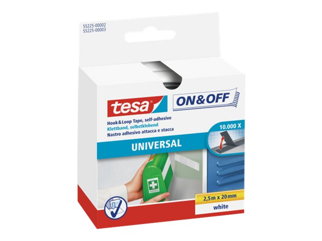 tesa Klettband ON OFF UNIVERSAL weiss, 1 Rolle
