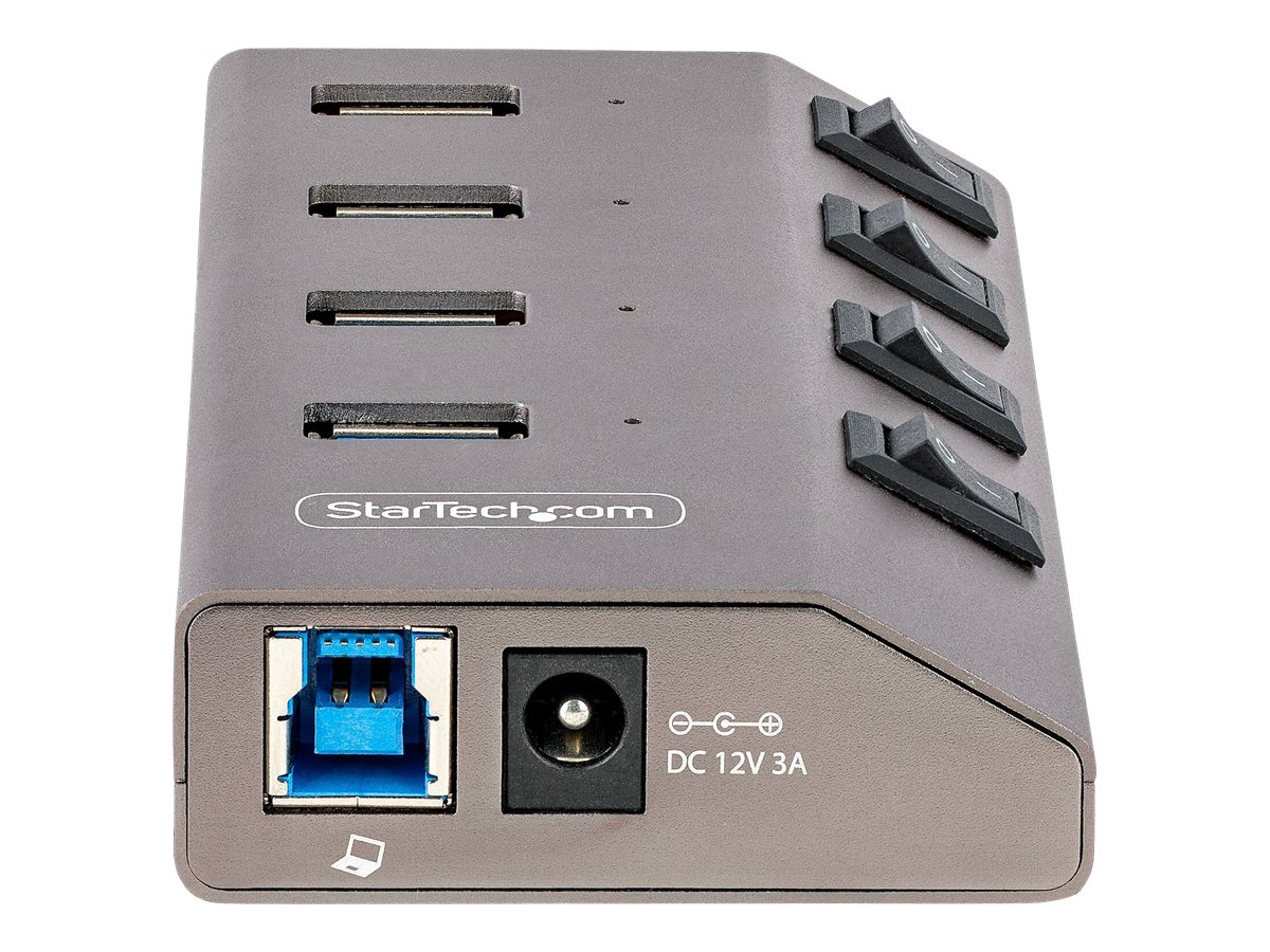 StarTech.com 4-Port Self-Powered USB-C Hub with Individual On/Off Switches, USB 3.0 5Gbps Expansion Hub w/Power Supply, Desktop/Laptop USB-C to USB-A Hub, 4x BC 1.2 (1.5A), USB Type C Hub - USB-C/A Host Cables (5G4AIBS-USB-HUB-EU) - Hub - 4 Anschlüsse