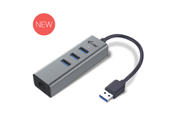 I-TEC USB 3.0 Metal 3-Port HUB mit Gigabit Ethernet Adapter 1x USB 3.0 auf RJ-45 3x USB 3.0 Port LED-Anzeige