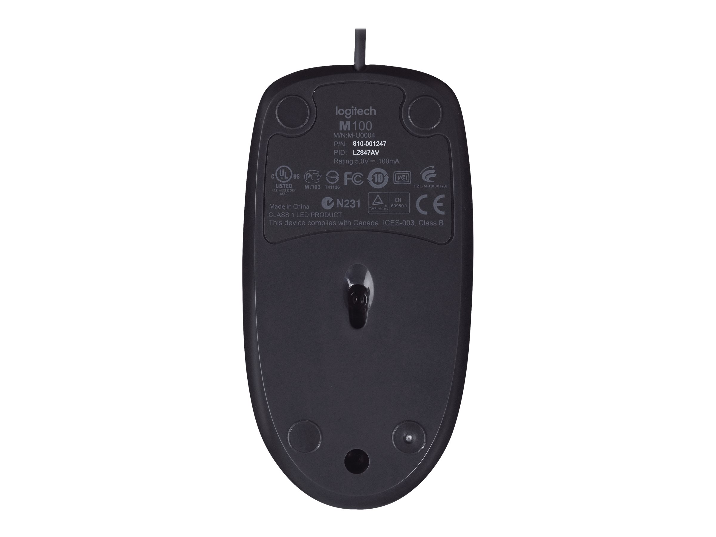910-006652 LOGITECH M100 Maus 3Tasten