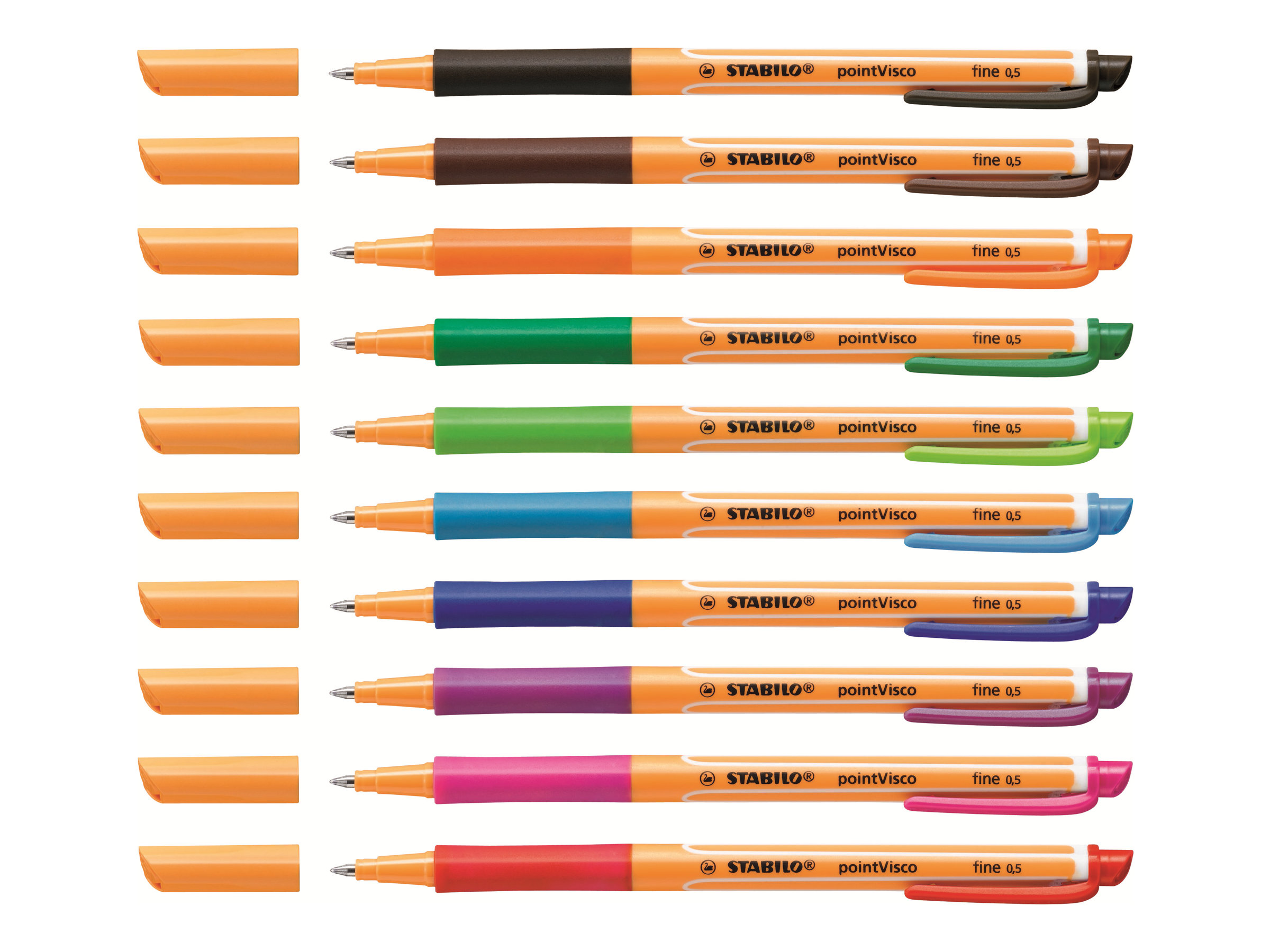 STABILO pointVisco Gelschreiber orange 0,5 mm, Schreibfarbe: farbsortiert, 10 St. STABILO pointVisco Gelschreiber orange 0,5 mm, Schreibfarbe: farbsortiert, 10 St.