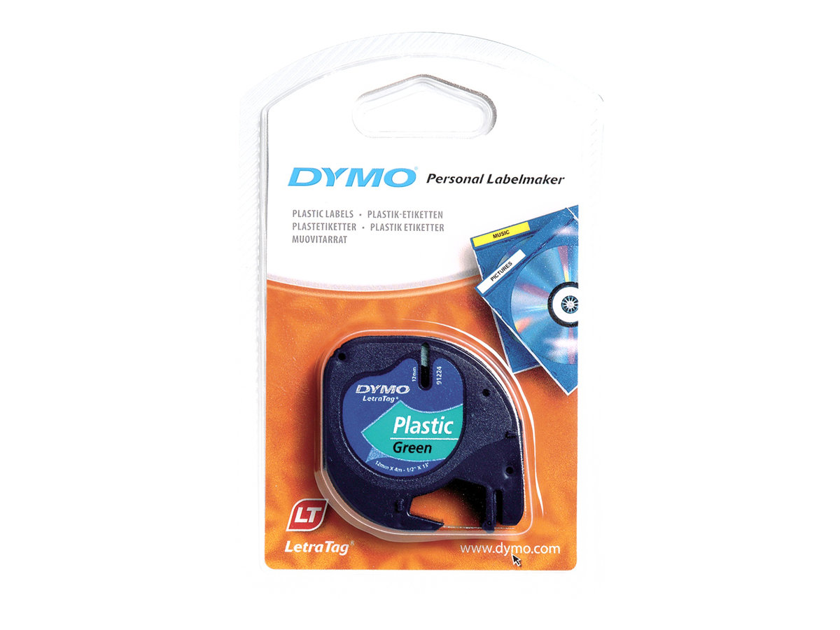 DYMO Schriftband LetraTag 91224 S0721640, 12 mm schwarz auf grÃ¼n