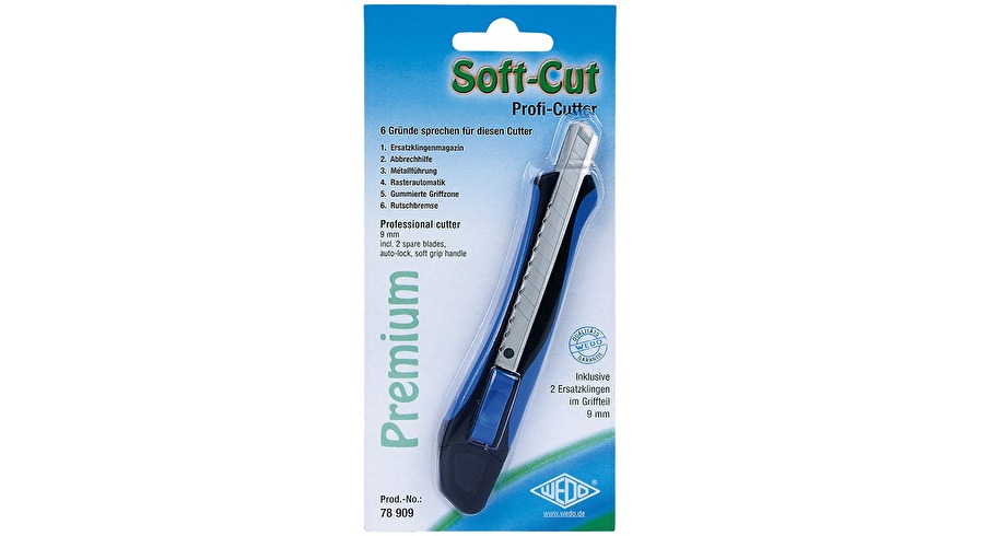 WEDO Soft‑Cut Cuttermesser 9,0 mm Blau