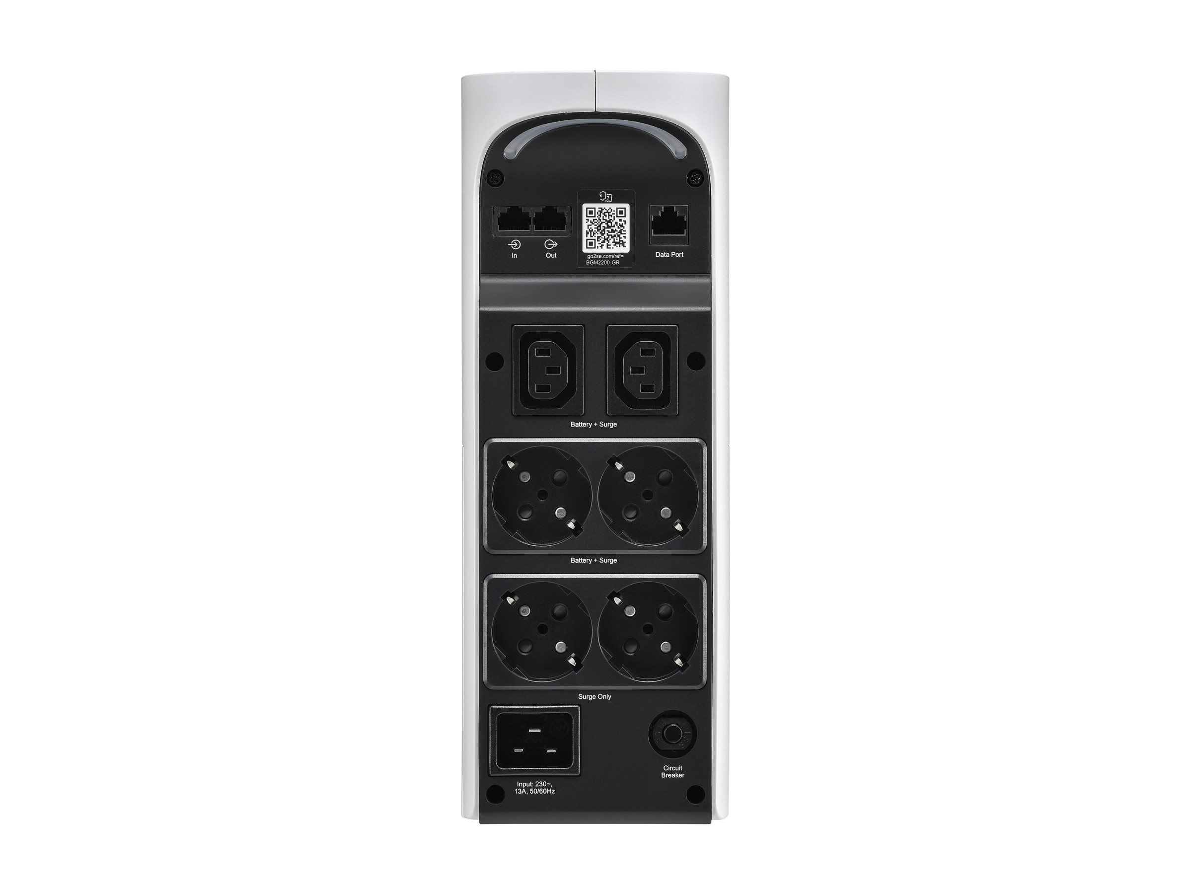 APC BackUPS Pro 2200VA1320W Tower 230V 4x Schuko und 2x IEC C13Ausgänge RGBBeleuchtung reine Sinuswelle Arctic Weiss