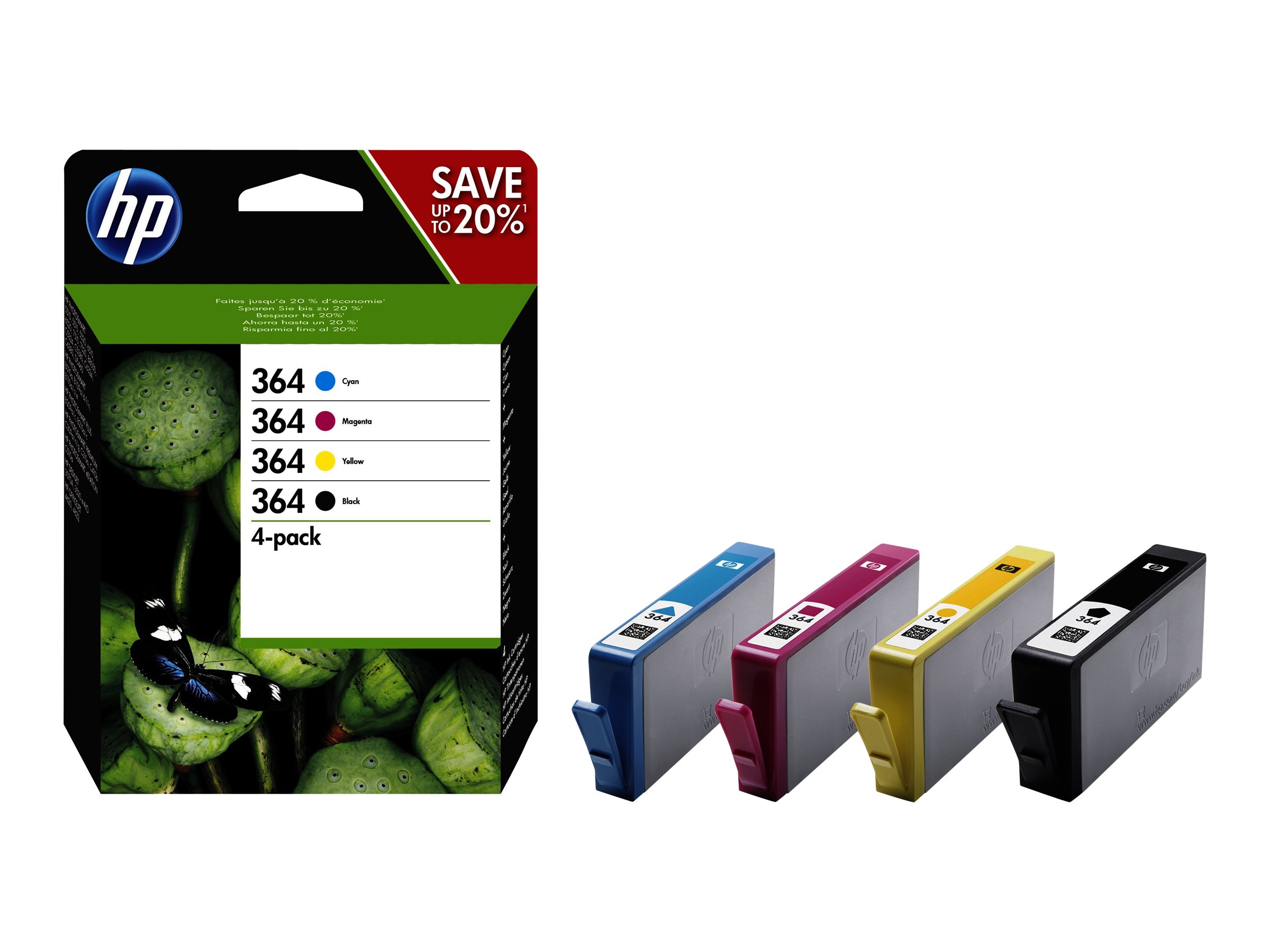 HP 364 (N9J73AE) schwarz, cyan, magenta, gelb Druckerpatronen, 4er-Set
