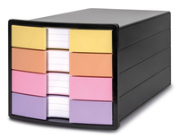 HAN Schubladenbox IMPULS gelb, orange, rosa, lila 1012139D, DIN A4 mit 4 Schubladen, 1 St