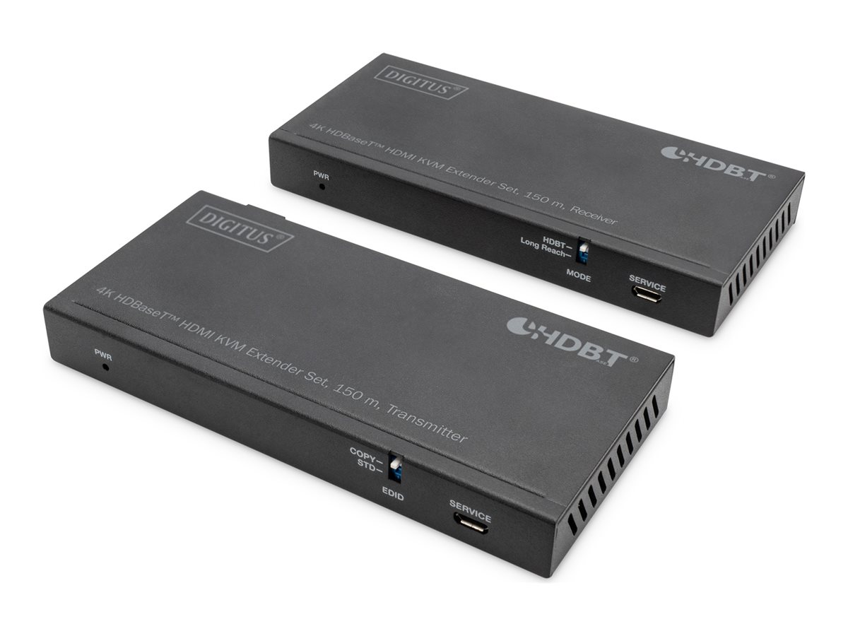 DIGITUS HDBaseT KVM Extender Set 150m 4K/60Hz USB 2.0 PoC IR black