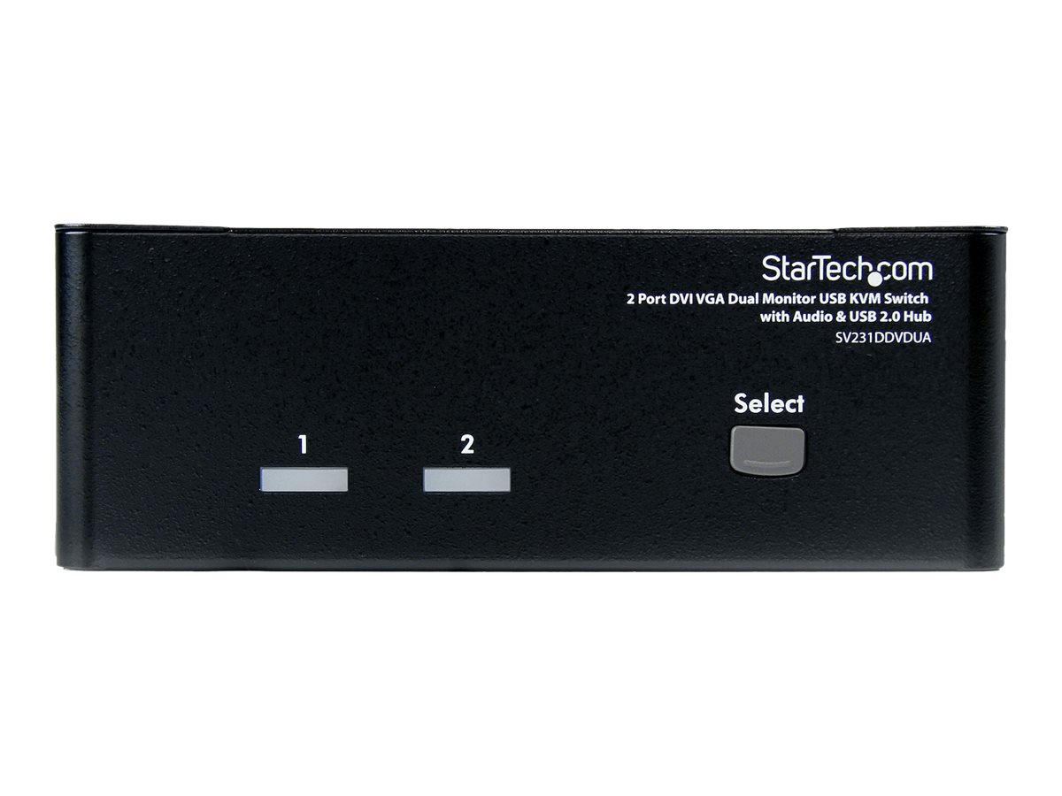 StarTech.com Dual DVI VGA 2 Port Monitor Audio Switch 2-fach KVM Umschalter USB 2.0 1920x1200 - 2 x USB 2.0 4 x DVI-I 4 x Klinke (Buchse) - KVM-/Audio-/USB-Switch - 2 Anschlüsse