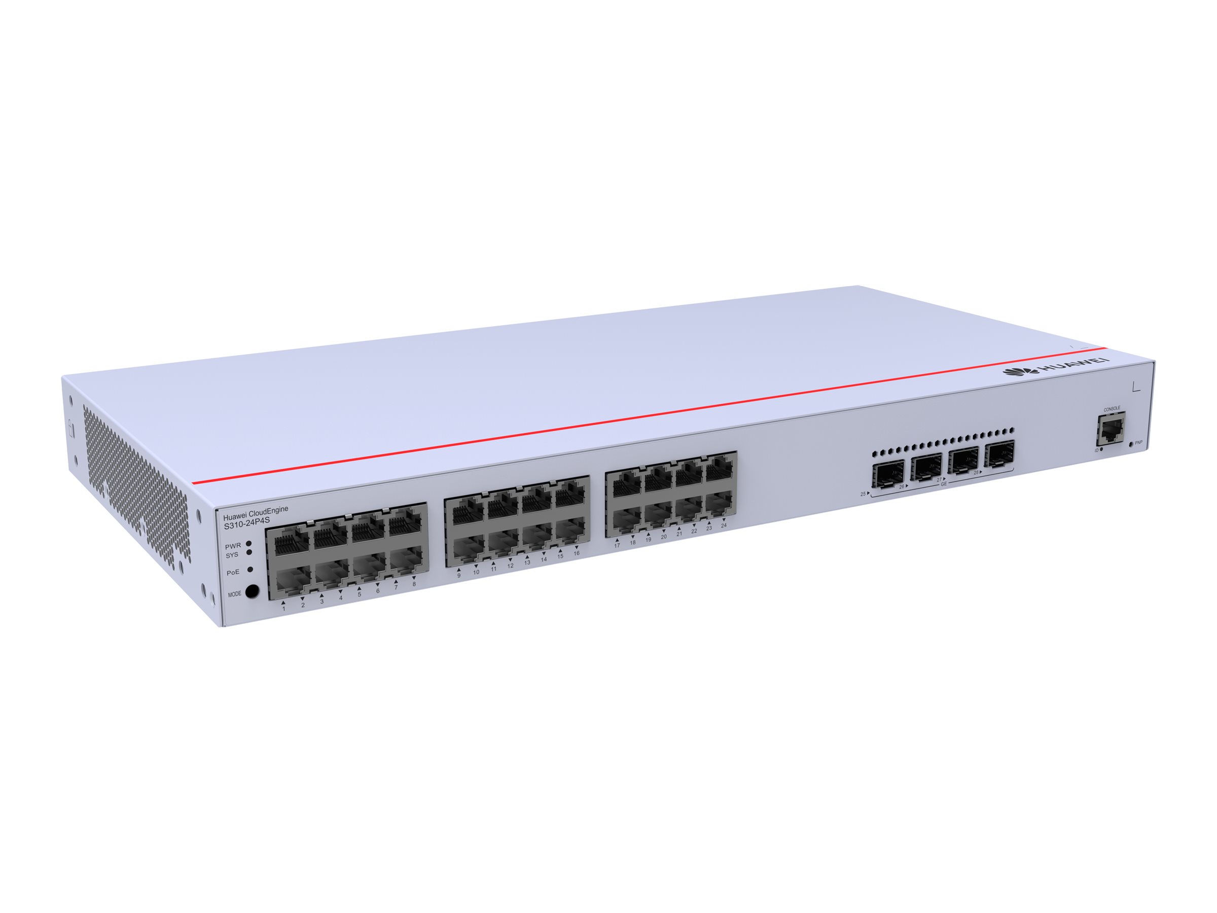 HUAWEI Switch S310-24P4S 24x10/100/1000BASE-T ports 4xGE SFP ports PoE+ AC power eKit HUAWEI Switch S310-24P4S 24x10/100/1000BASE-T ports 4xGE SFP ports PoE+ AC power eKit