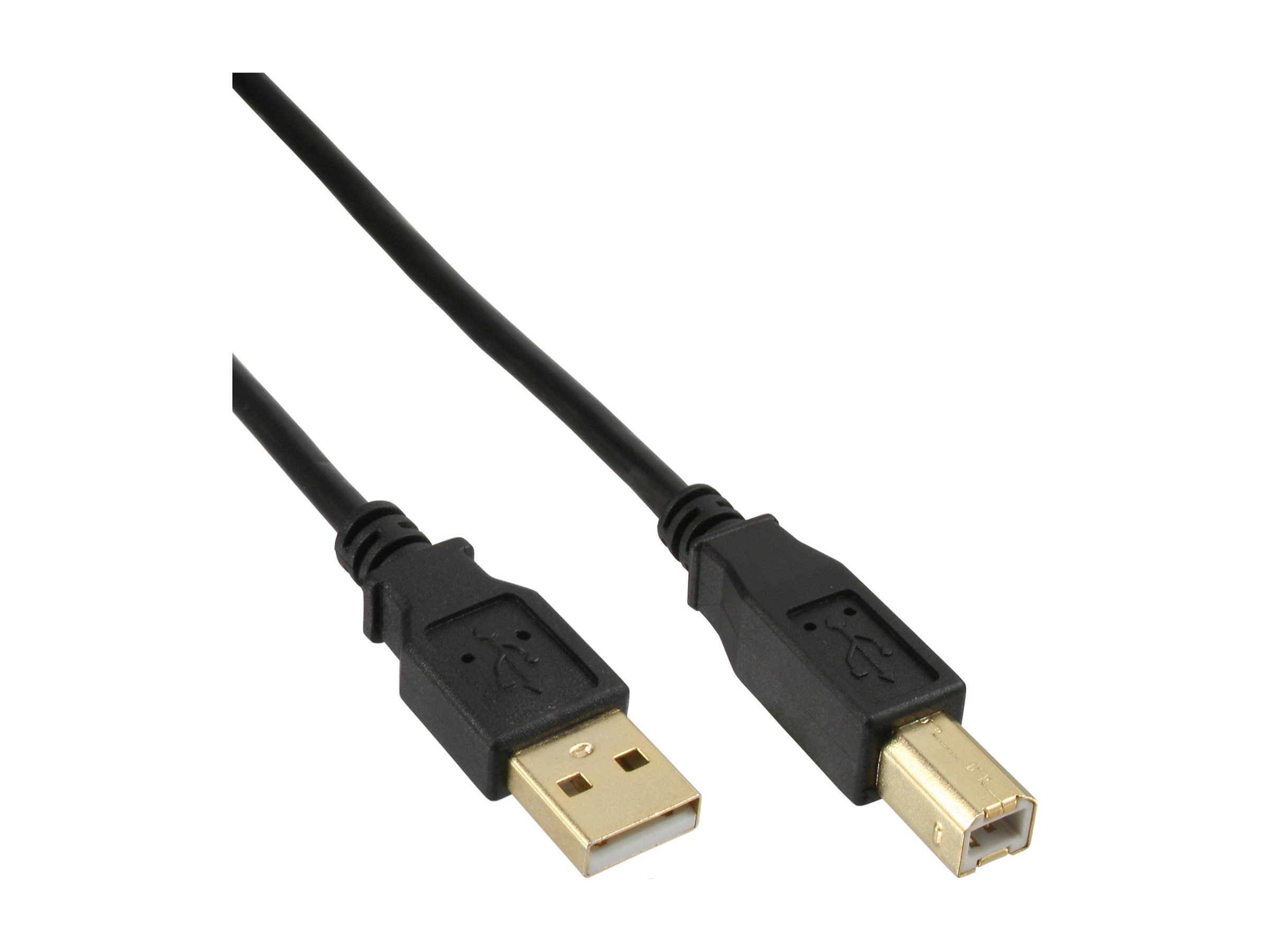 INLINE USB 2.0 Kabel A an B 0,3m vergoldete Kontakte schwarz (P)