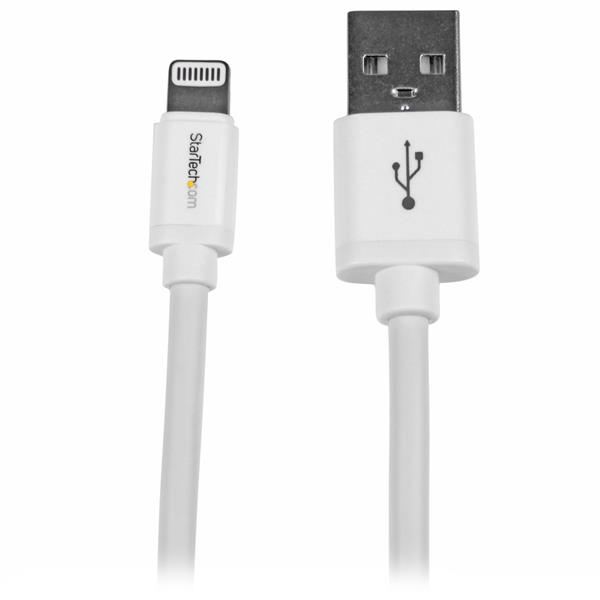 STARTECHCOM 2m 6ft Long White Apple 8pin Lightning Connector to USB Cable for iPhone iPod iPad