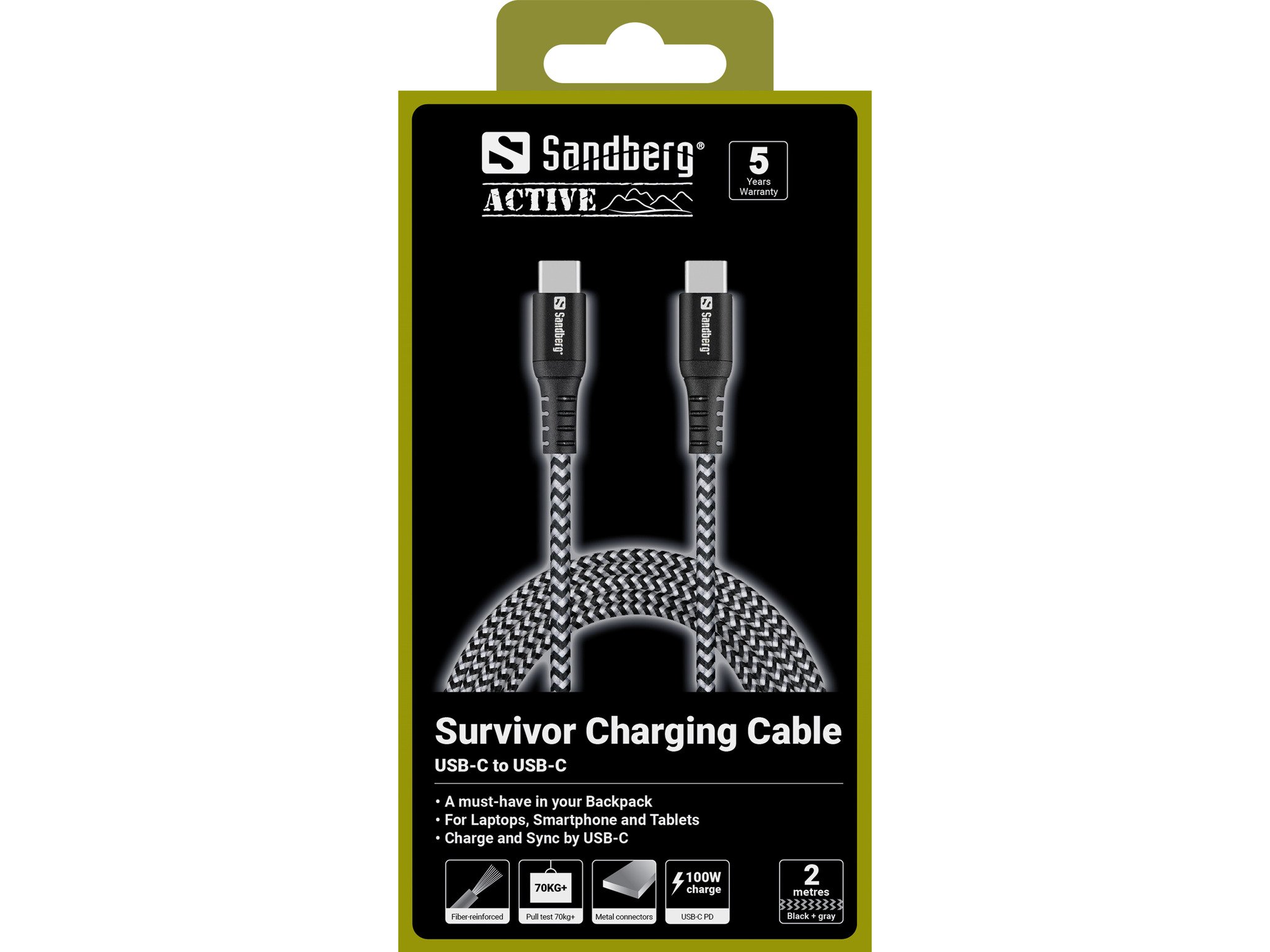 SANDBERG Survivor USB-C Kabel 2M 100W