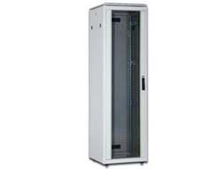 DIGITUS Netzwerkschrank 48,3cm 19Zoll 22HE H1164mmxB600mmxT600mm grau RAL 7035 mit Glastuer inkl.28xSchrauben-set bis 600KG IP40
