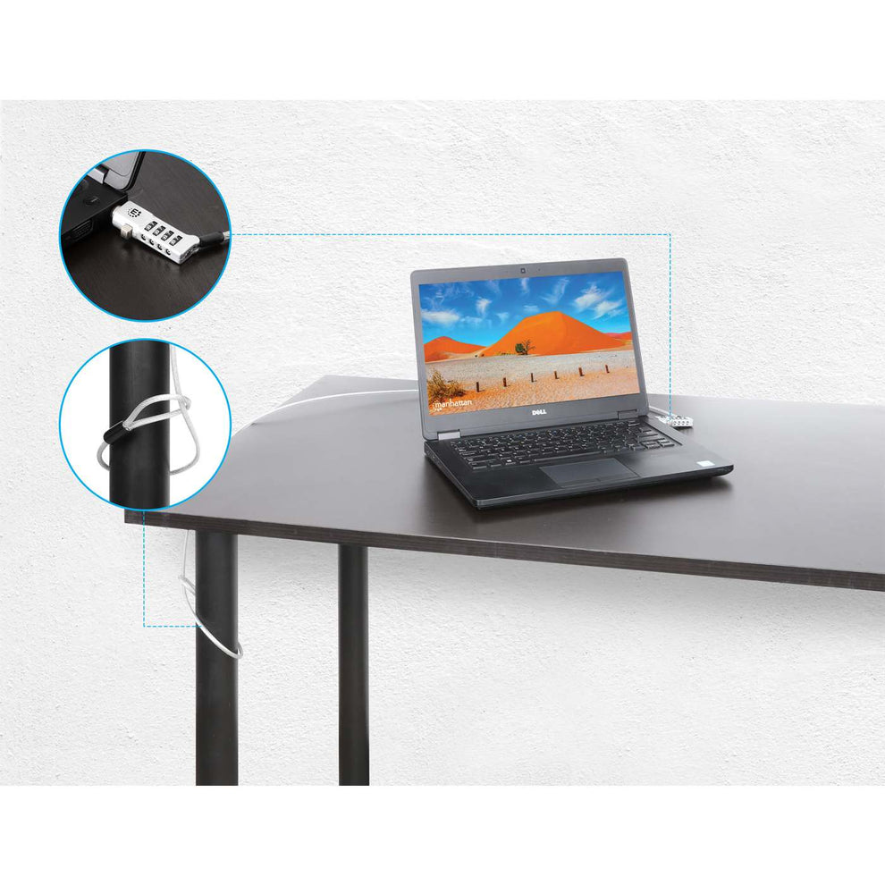 Manhattan Notebookschloss universal 1,8m 4‑St. PIN Silber