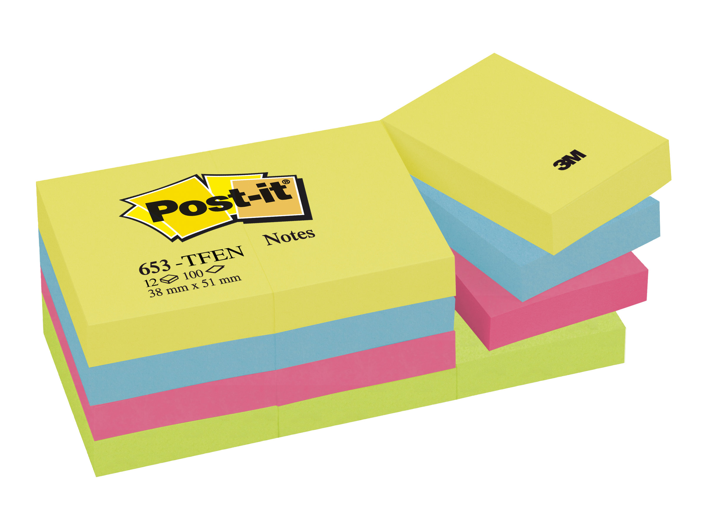 Post-it® Energetic Haftnotizen 653TFEN farbsortiert, 12 Bloecke Post-it® Energetic Haftnotizen 653TFEN farbsortiert, 12 Bloecke