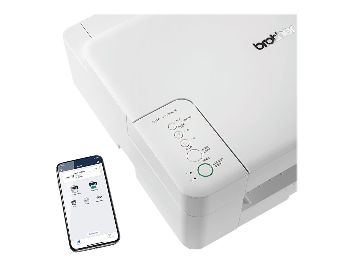 BROTHER DCPJ1200W MFP 3-in-1 A4 inkjet with smartphone app Wi-Fi and Wi-Fi direct up to 16ppm BROTHER DCPJ1200W MFP 3-in-1 A4 inkjet with smartphone app Wi-Fi and Wi-Fi direct up to 16ppm