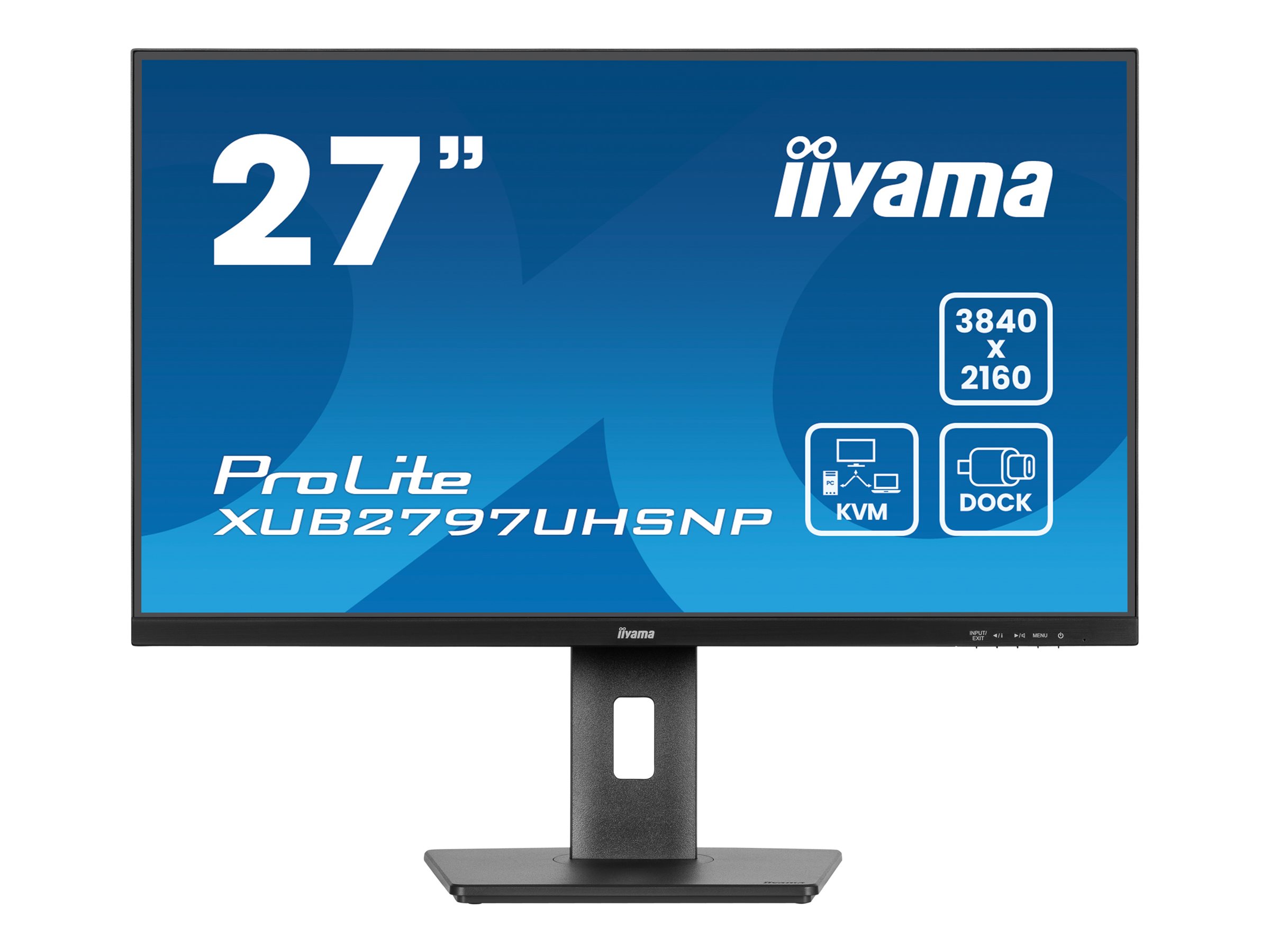 IIYAMA XUB2797UHSNP-B1 68,58cm 27Zoll IPS UHD 350cd/m2 4ms 15cm height adj. Stand HDMI DP USB-C Dock LAN Speakers 5 year guarantee