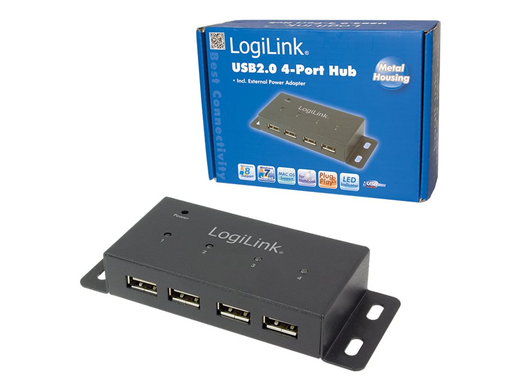 Logilink USB 2.0 Hub, 4-Port, Metall