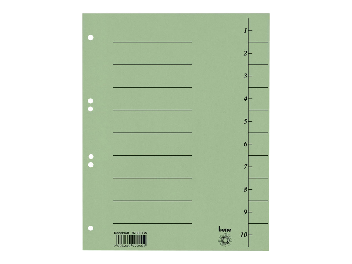 bene Trennblaetter 1-10 gruen, 100 St. bene Trennblaetter 1-10 gruen, 100 St.