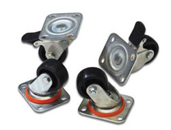 DIGITUS Laufrollen-Set fuer 48,3cm 19Zoll Netzwerkschraenke Set aus 4Stueck 2Stueck feststellbar max.pro Rolle 250Kg inkl.Schrauben