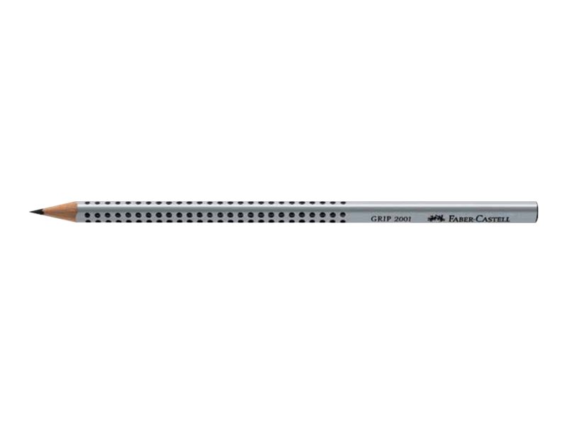 FABER-CASTELL GRIP 2001 Bleistift-Set HB silber mit Radierer, 1 Set