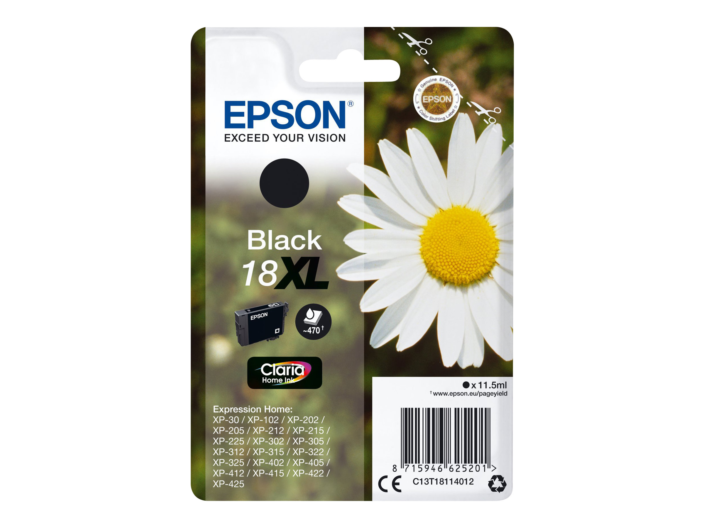EPSON 4LB 18XL ink cartridge black high capacity 11.5ml 470 pages 1-pack blister without alarm EPSON 4LB 18XL ink cartridge black high capacity 11.5ml 470 pages 1-pack blister without alarm