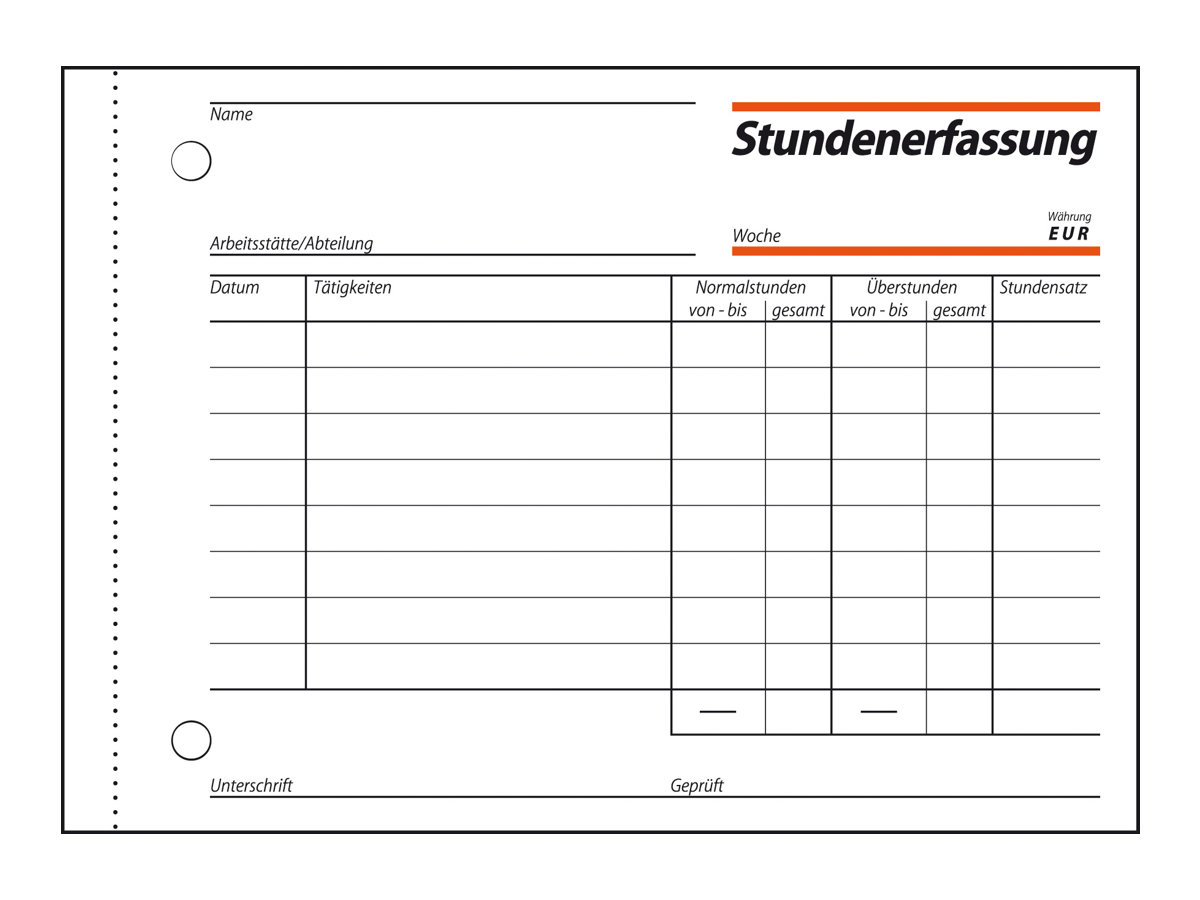 SIGEL Stundenerfassung Formularbuch ST615, 1 St