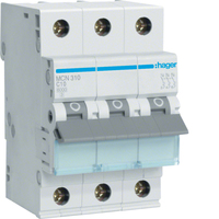 Hager Leitungsschutzschalter MCN310 3polig C10A 6kA Hager Leitungsschutzschalter MCN310 3polig C10A 6kA