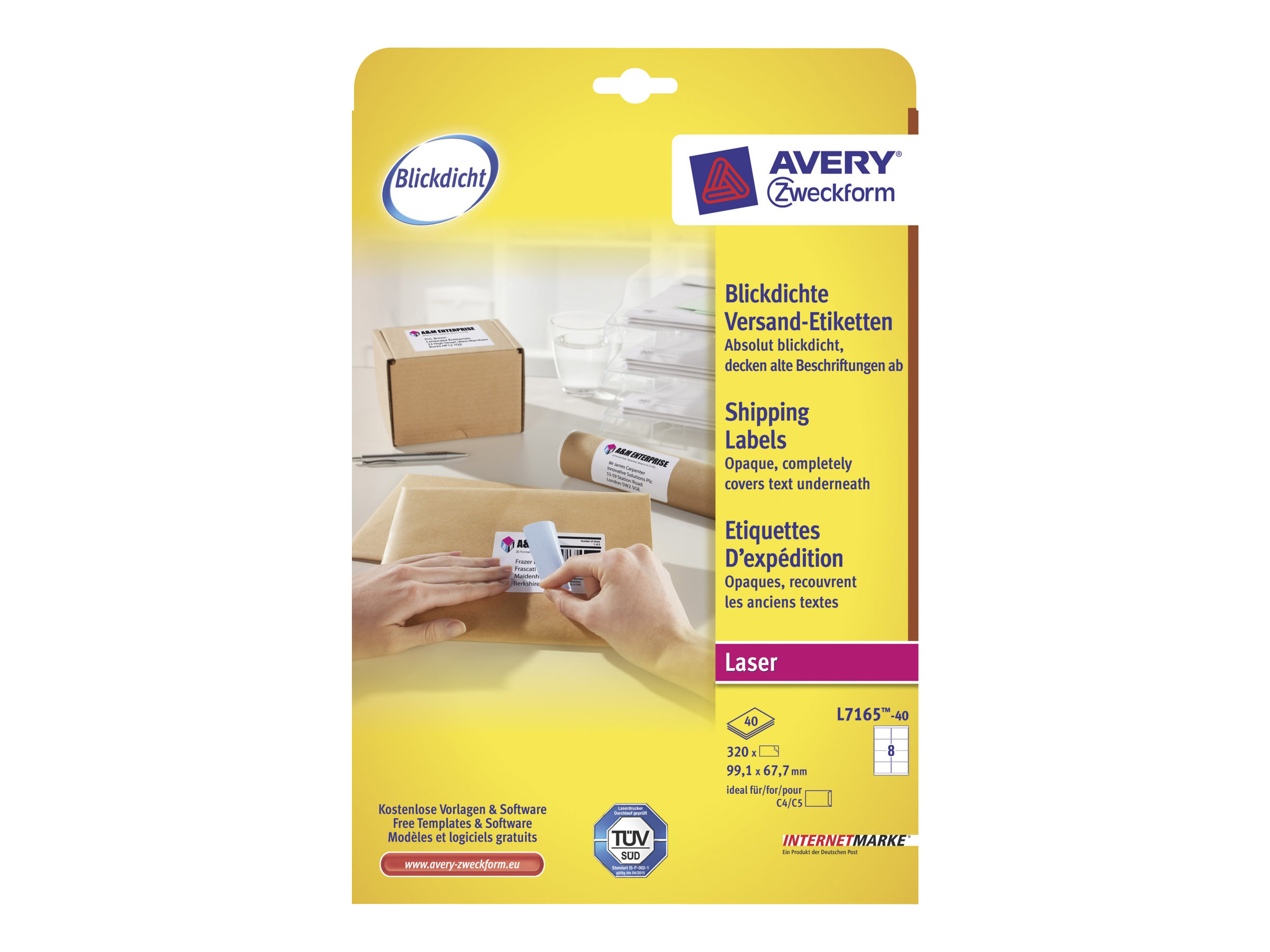 320 AVERY Zweckform Versandetiketten L7165-40 weiss 99,1 x 67,7 mm 320 AVERY Zweckform Versandetiketten L7165-40 weiss 99,1 x 67,7 mm