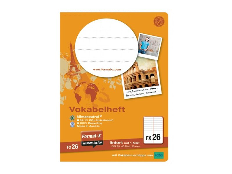 Ursus Vokabelheft OE Recycling Lineatur 26 liniert DIN A5 ohne Rand, 40 Blatt Ursus Vokabelheft OE Recycling Lineatur 26 liniert DIN A5 ohne Rand, 40 Blatt
