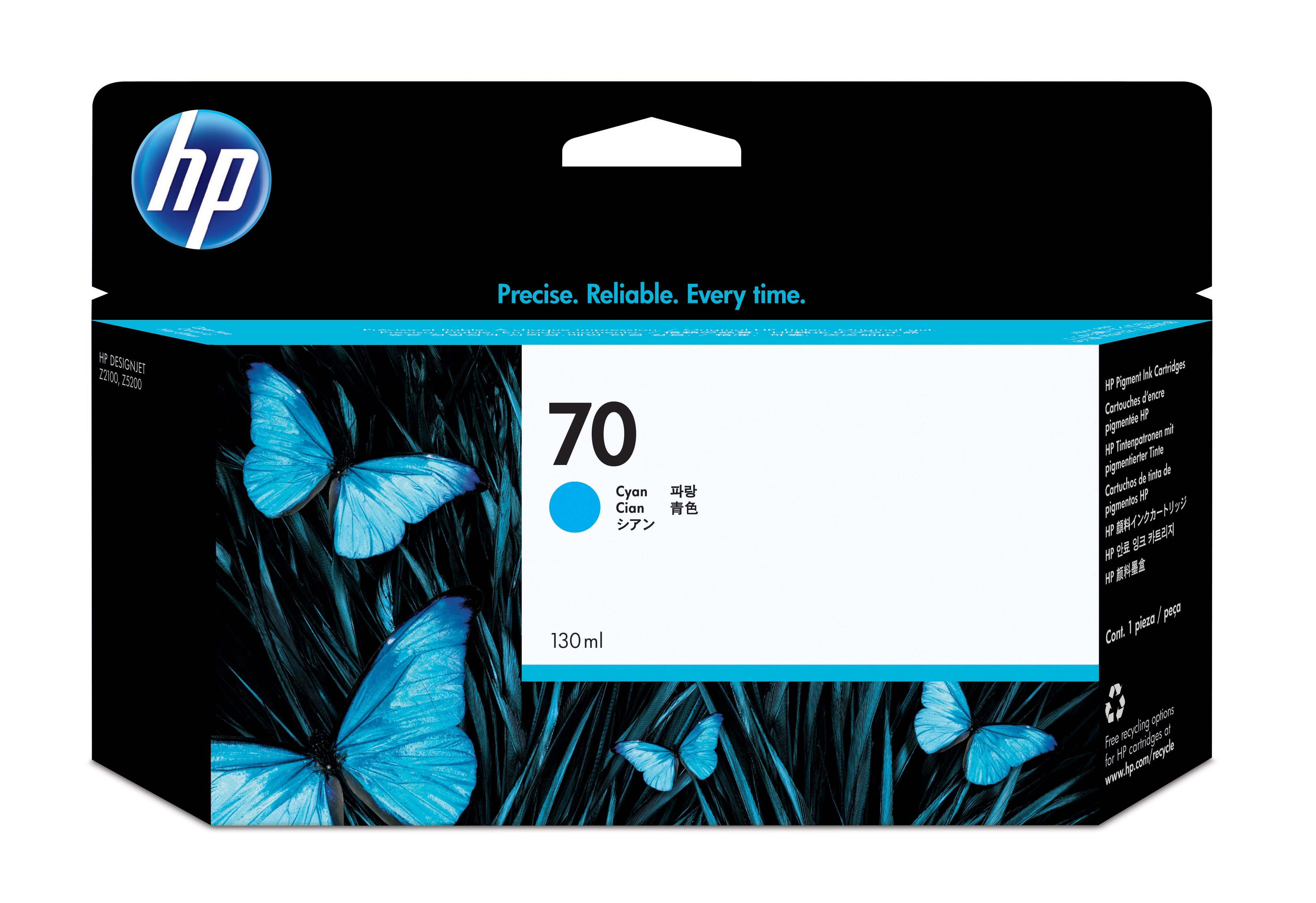 HP 70 original Ink cartridge C9452A cyan standard capacity 130ml 1pack with Vivera Ink cartridge