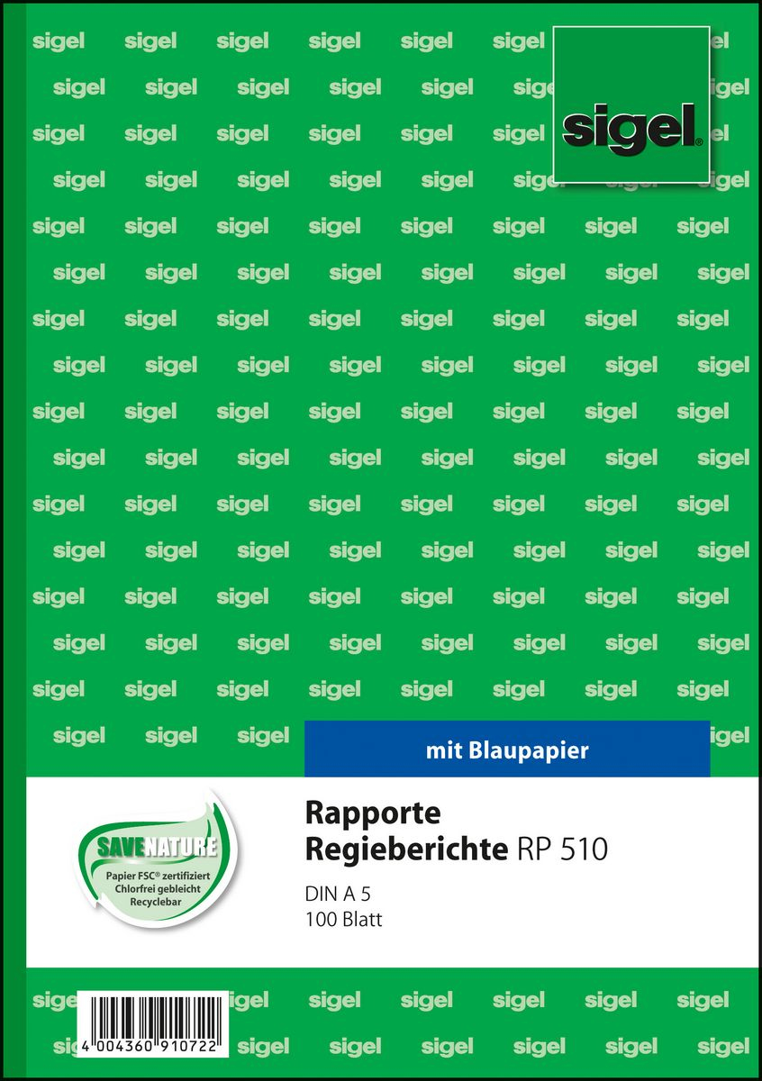 SIGEL Rapport/Regiebericht Formularbuch RP510