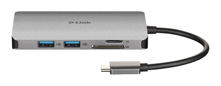 DLINK DUBM810 8in1 USBC Hub 3x USBA 1x HDMI 1x USBC bis 100W 1x SDmicroSDSDHCSDXC 1x RJ45