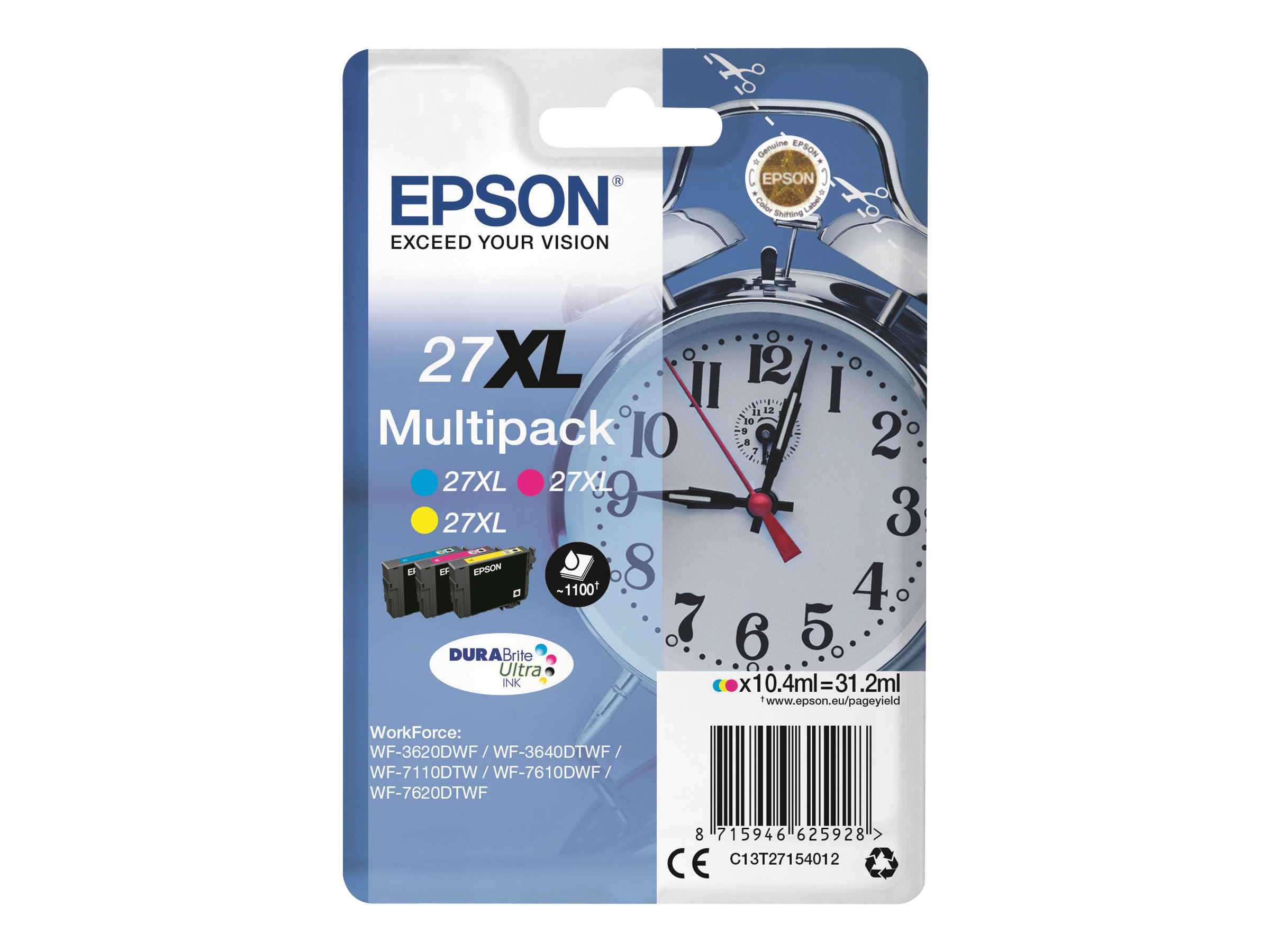 C13T27154012 EPSON WF Tinte (3) cmy HC