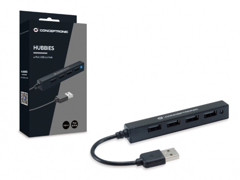 CONCEPTRONIC 4Port Hub USBA204xA20 schlank oNetz sw
