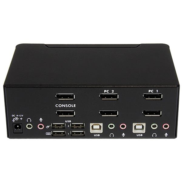 STARTECHCOM DisplayPort KVM Switch 2 Port DualDisplay 4k 60hz USB Hub Audio and Microphone