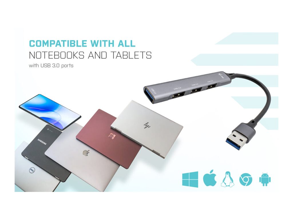 I-TEC USB 3.0 Metal HUB 1x USB 3.0 3x USB 2.0 ohne Netzteil