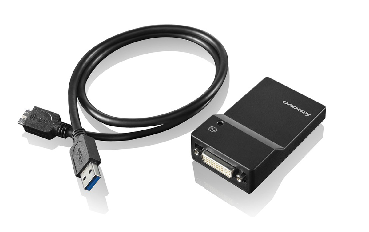 Lenovo USB 30 to DVIVGA Monitor Adapter Adapter Digital Daten, Digital Display Video 0,7 m Schwarz