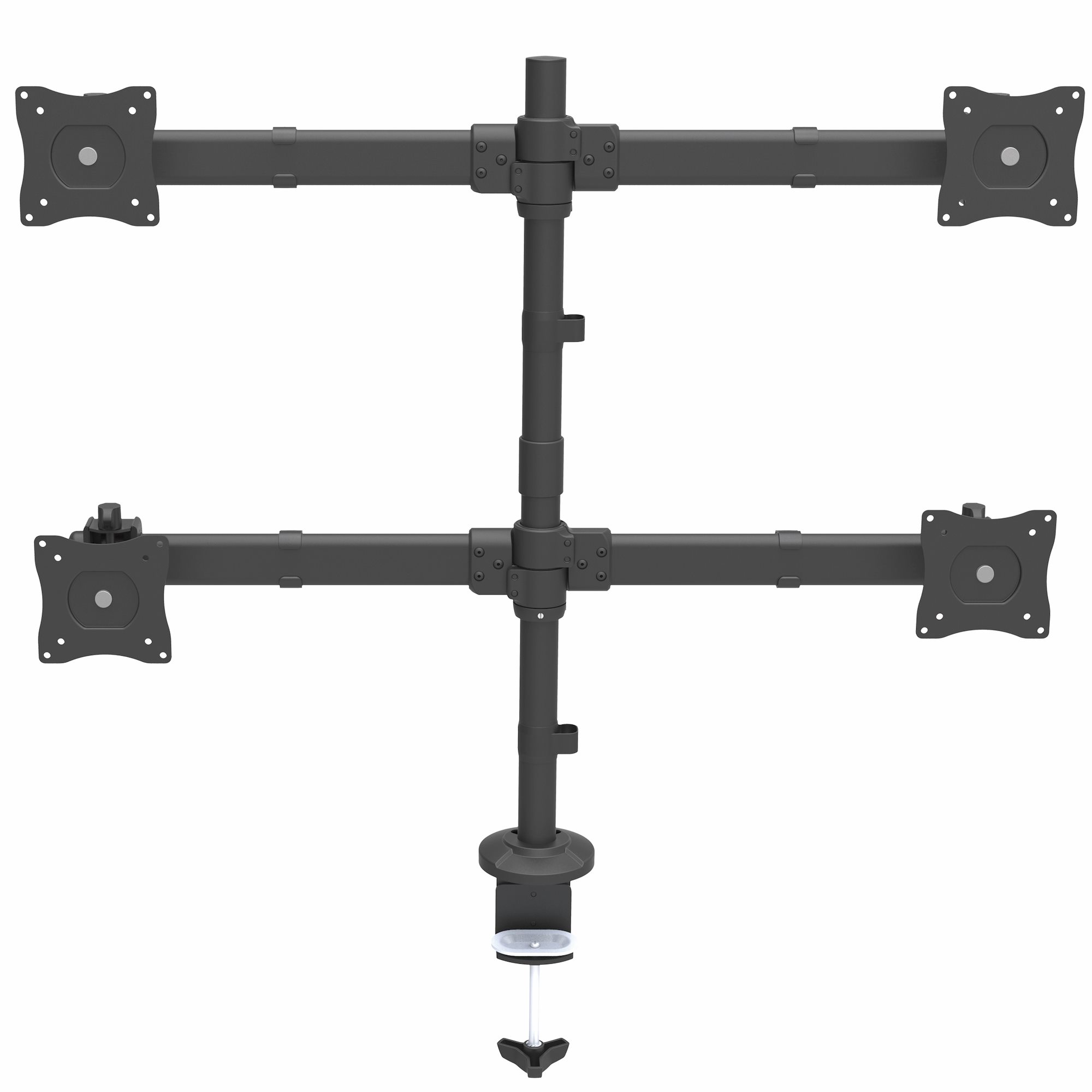 STARTECHCOM Quad Monitor Mount Articulating Clamp or Grommet Mount Monitors up to 24in VESA Mount 4 Monitor Setup