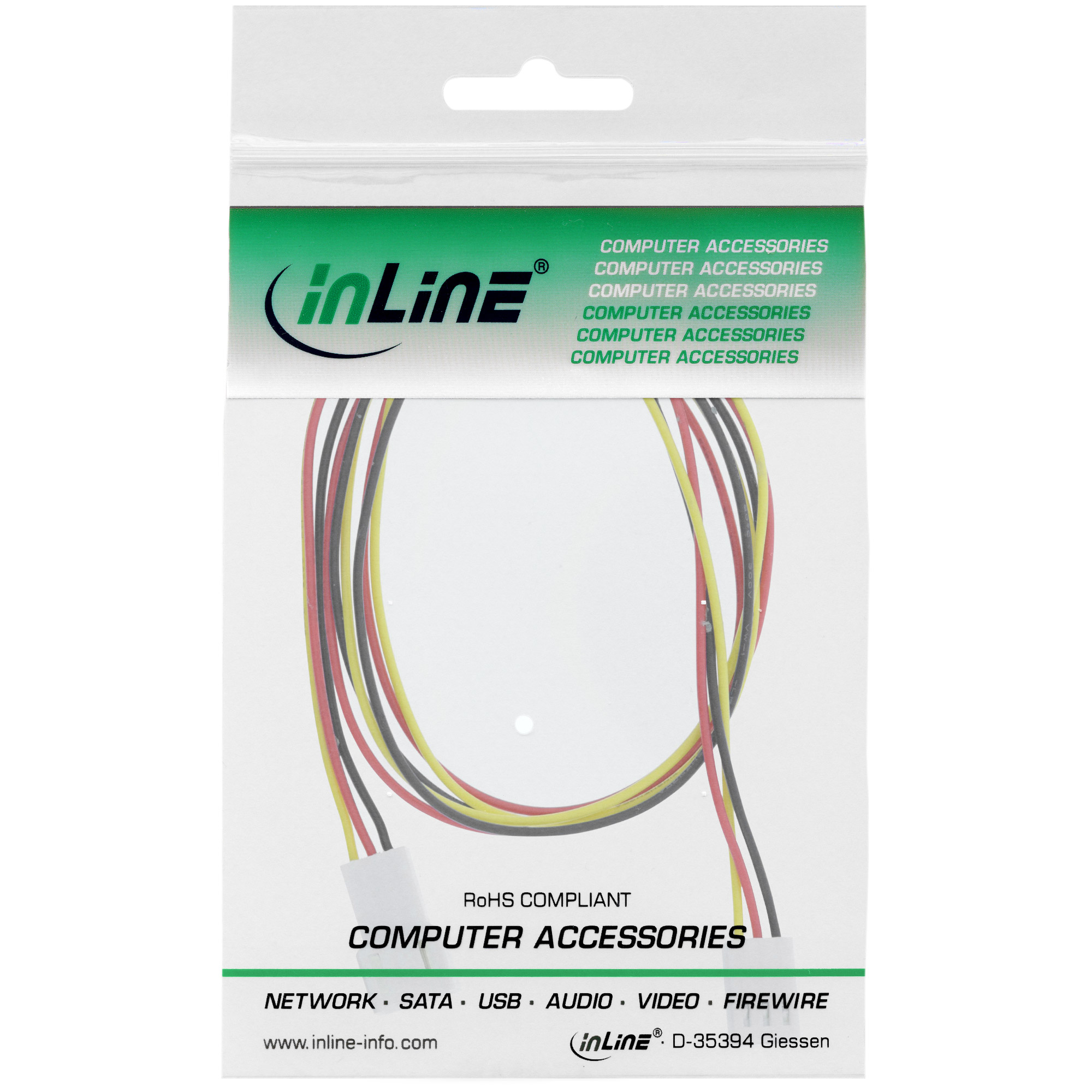 INLINE Luefterkabel Verlaengerung 3pol Molex Stecker/Buchse 0,6m