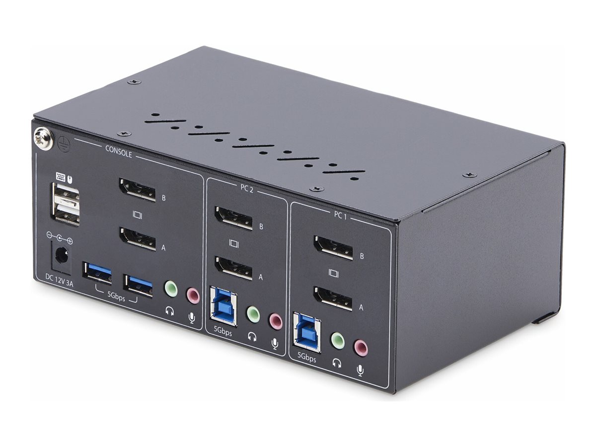 STARTECH.COM 2-Port KVM Switch Dual Monitor DisplayPort 4K 60Hz 2x USB 3.0 2x USB 2.0 Hotkey/Drucktasten KVM Umschalter 2 PC 2monito
