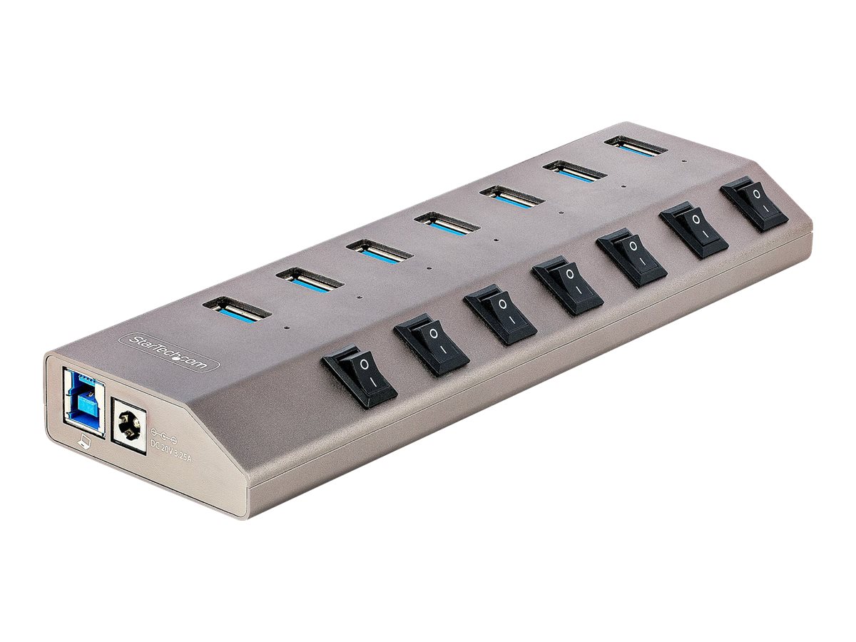 StarTech.com 7-Port Self-Powered USB-C Hub with Individual On/Off Switches, USB 3.0 5Gbps Expansion Hub w/Power Supply, Desktop/Laptop USB-C to USB-A Hub, 7x BC 1.2 (1.5A), USB Type C Hub - USB-C/A Host Cables (5G7AIBS-USB-HUB-EU) - Hub - 7 Anschlüsse