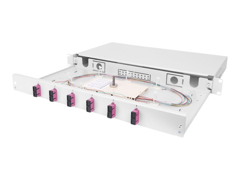 DIGITUS FO Spleissbox, 1HE, bestueckt, 6x SC DX, OM4