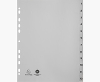 Exacompta Ordnerregister Vollformat, ueberbreite 1-12 grau 12-teilig, 1 Satz Exacompta Ordnerregister Vollformat, ueberbreite 1-12 grau 12-teilig, 1 Satz