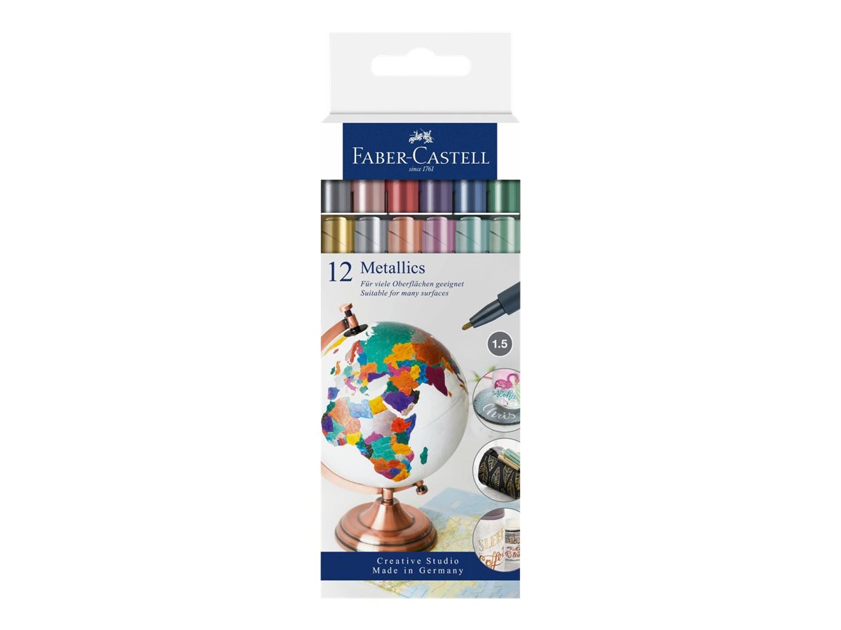 12 FABER-CASTELL Metallic Permanentmarker farbsortiert 1,5 mm