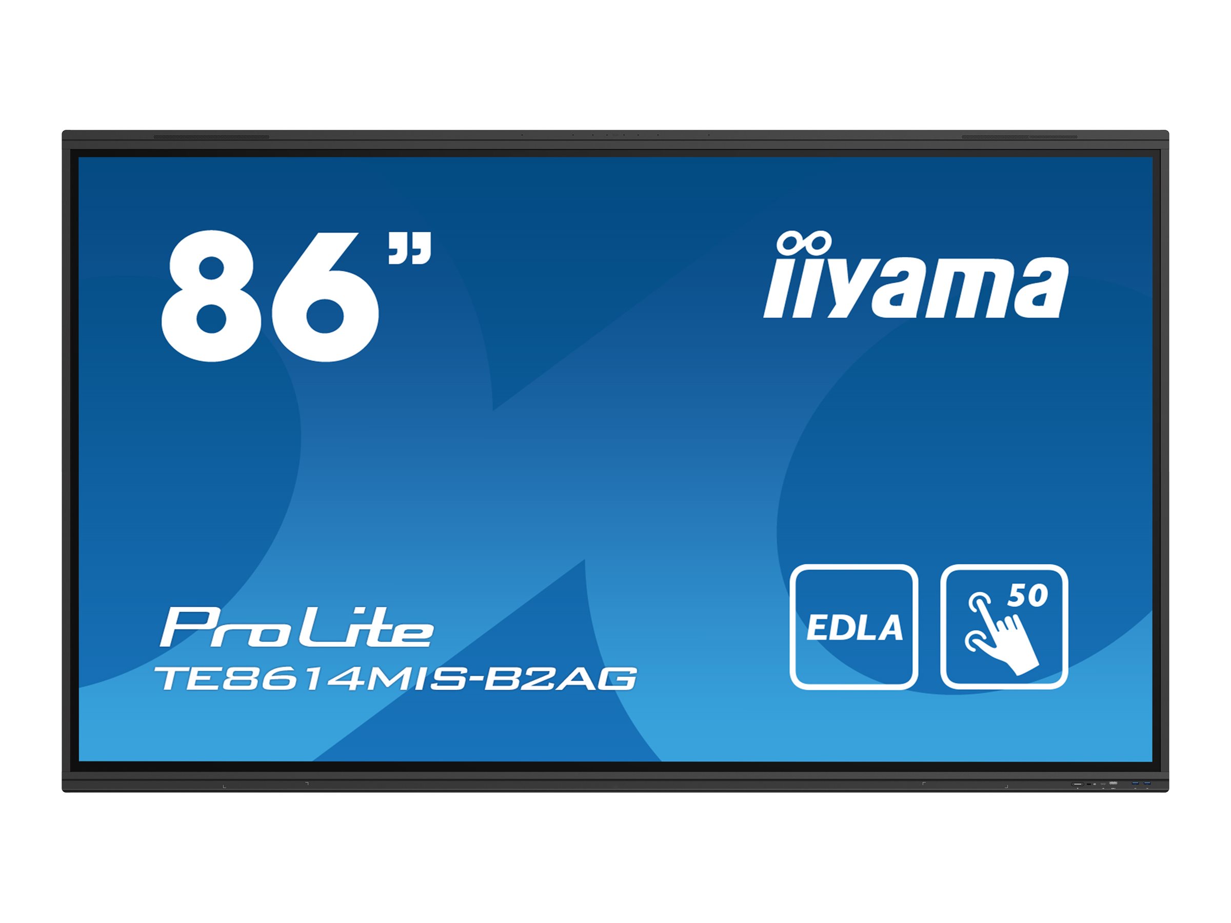 IIYAMA TE8614MIS-B2AG 218,44cm 86Zoll iiWare12E EDLA Google GMS apps Android 13 50-Points PureTouch IR+ with zero bonding 3840x2160